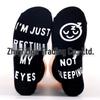 100% Cotton Casual Sports Socks with Lettered Non-Slip Dots - Mid-Tube
