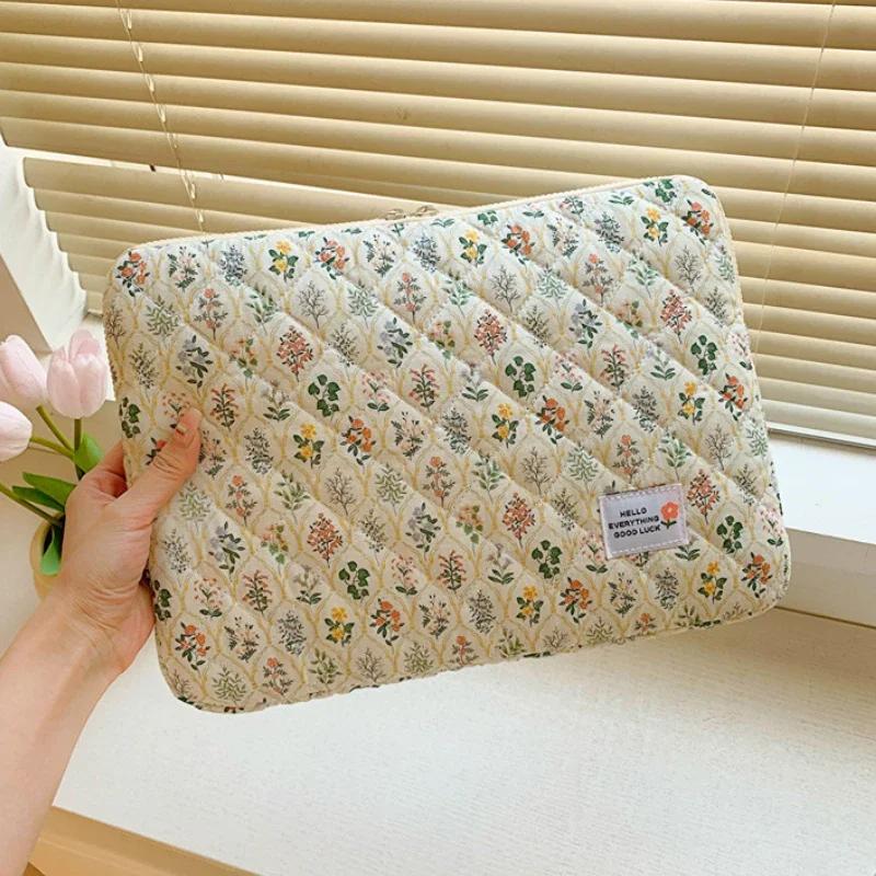 Flower Pattern Laptop Sleeve Case Bags for Macbook Air Pro 11 13 14Inch Cover for Ipad Pro 11 12.9 Laptop Bag Makeup Pouch