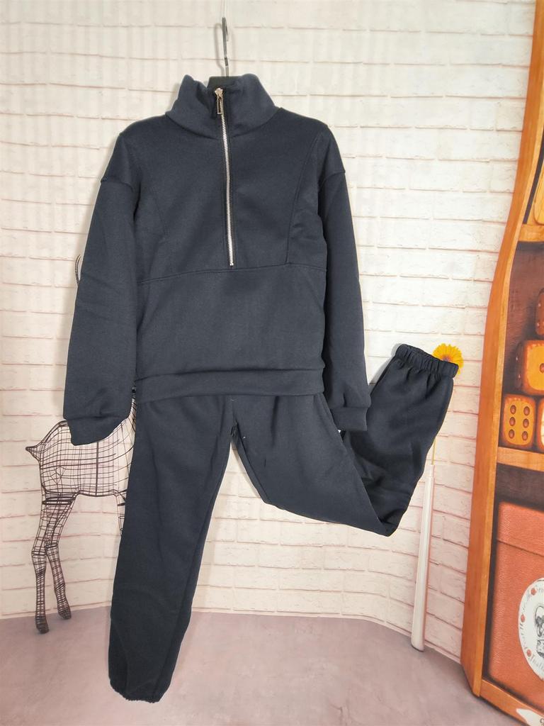 Traje de Invierno para Mujer de Dos Piezas de Forro Polar: Moda Estilo Callejero Europeo y Americano