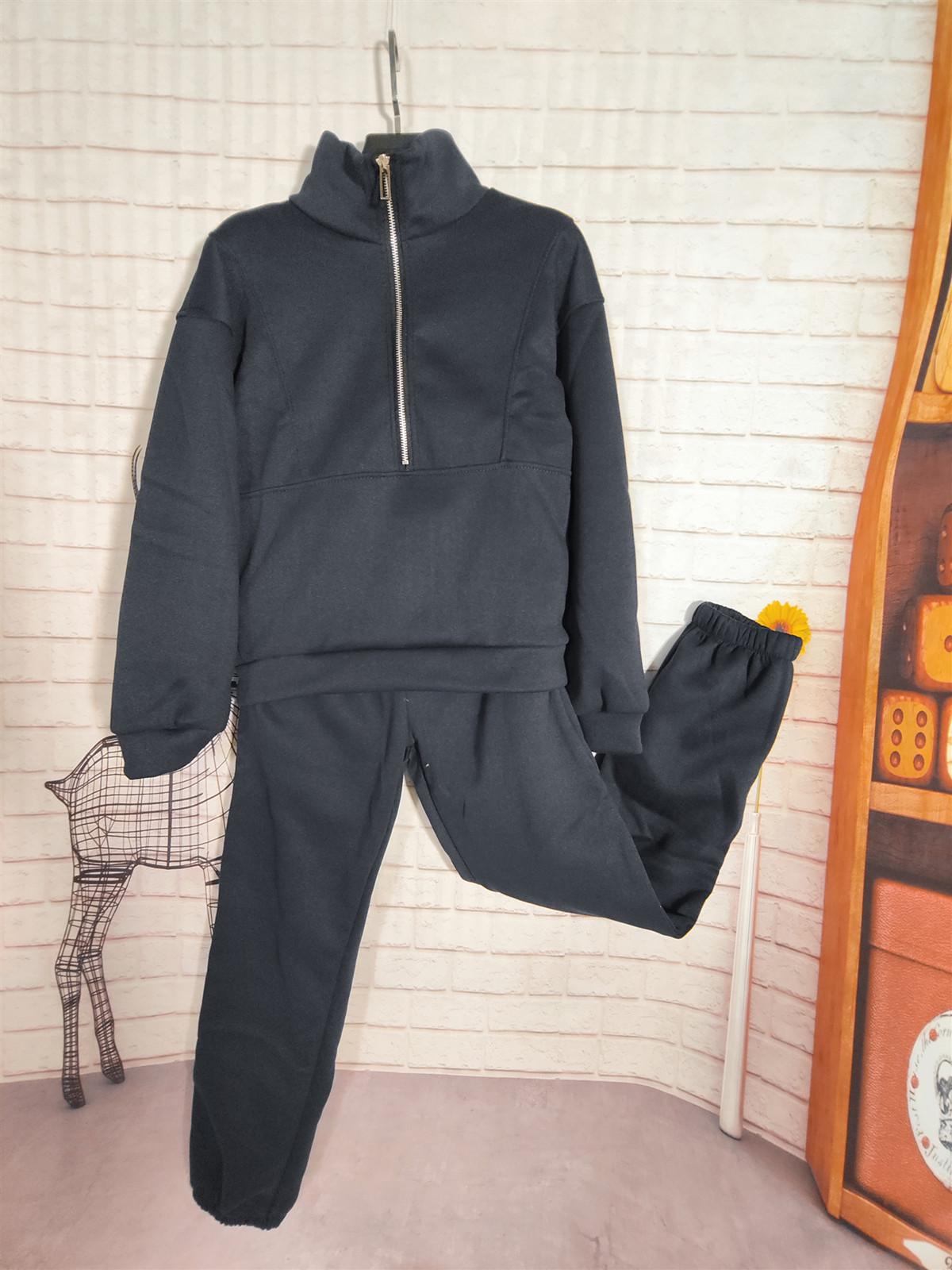 

Женский флисовый костюм-двойка из свитера осень/зима 2023 г.: Европейская и американская уличная мода 4XL чёрный