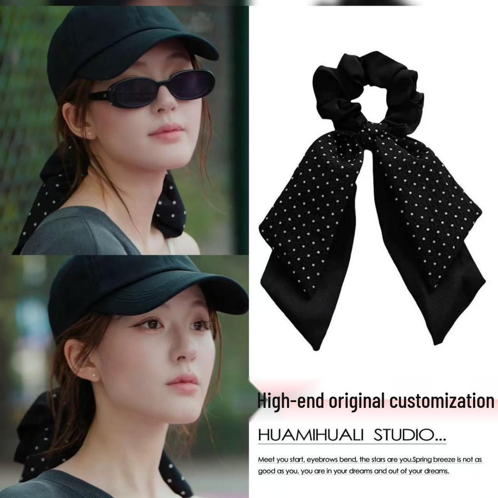 Dazzling Zhao Lusi Style Polka Dot Bow Hair Tie - Large Intestine Hair Accessory