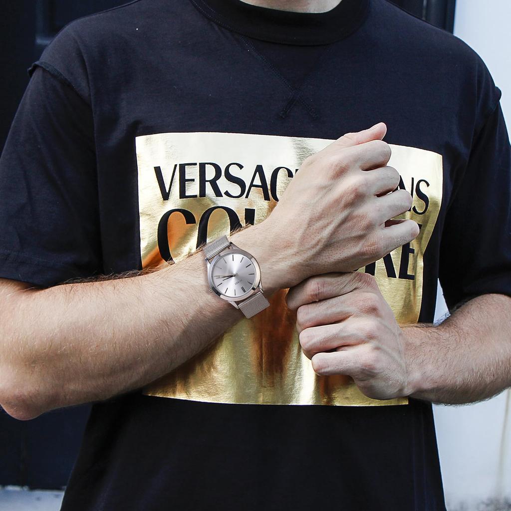 BUREI Analog Quartz Milanese Mesh Strap Stainless Men's Watch, Waterproof, Popular, Slim, Simple, Stylish, Business, Casual, Style, (Silver, Silver,