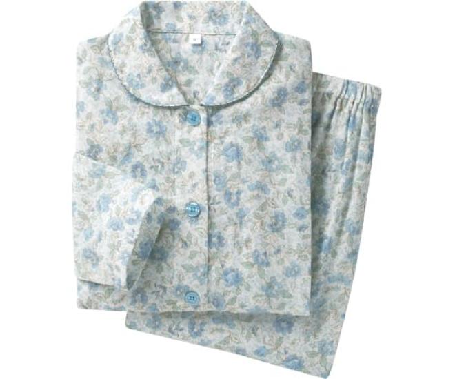 

Servan Cotton Double Gauze Size 049231503 Women s 100% Pajamas, Blue-Green, L,