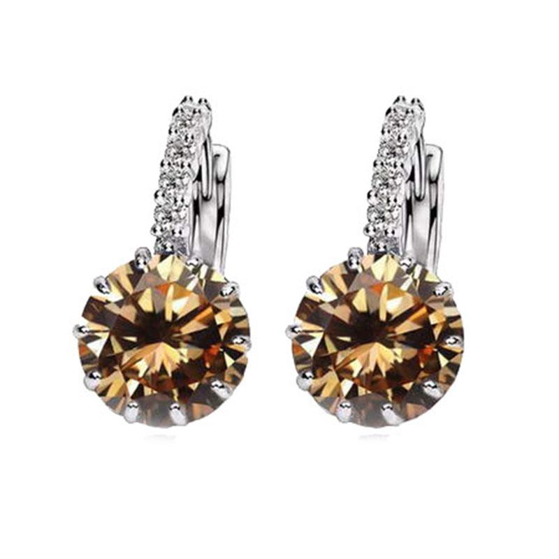 Big Sale 925 Silver Loop Hoop Earrings Candy Color Cubic Zircon Charms Women Jewelry Wedding Accessory Brincos