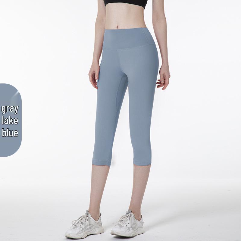 Women's High Waist Elastic Yoga Pants - Breathable, Sweat-Absorbent, 7/8 Length for Spring/Summer
