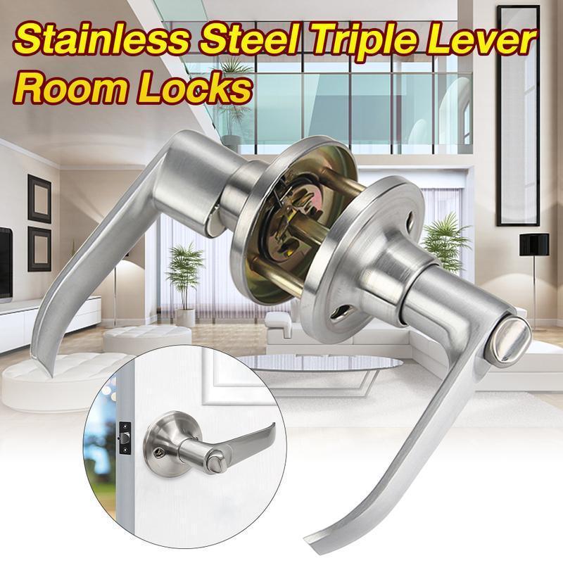 1pc Bedroom Door Lock, Indoor Use, Aluminum Alloy Material, Easy Bedroom Lock Holder, Three Pole Spherical Holder Key