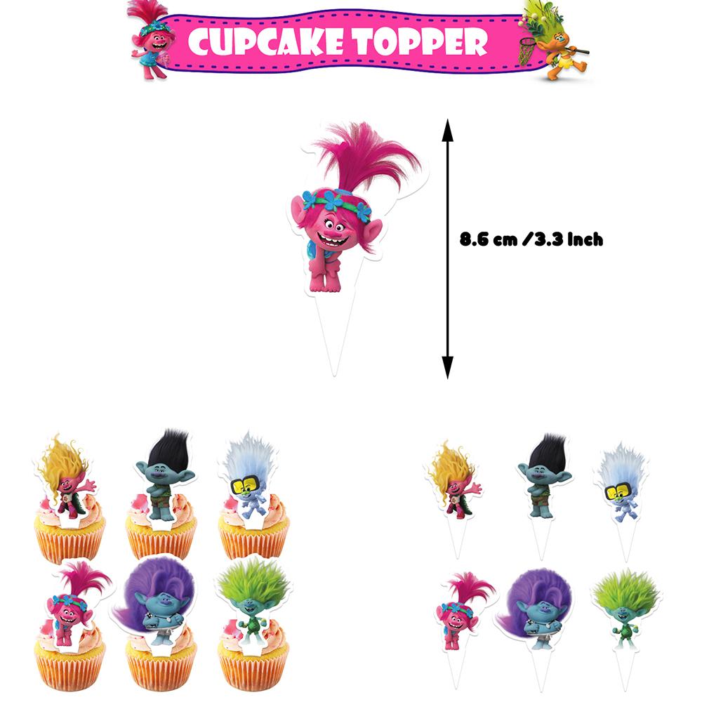 30 Stück Trolls Partydekorationen enthalten Kuchendekorationen, Luftballons, ein Banner
