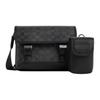 League 22 Logo Print Faux Leather Shoulder Crossbody Bag Small Men Bags Black CBX09-QBMI5
