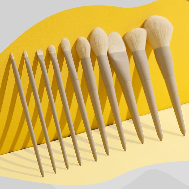 HMU Professional Custom Logo Synthetic Fiber Hair Makeup Brush Set 10pcs Powder Concealer Blush Luxury Vegan Makeup Brushes Set regular size