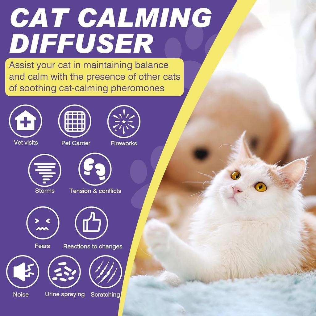 Cat Calming Diffuser Refills, 8 Pack Pheromones for Cats Refill Long-Lasting 240-Day Supply Pheromone to Calm Cat Soothing Anxiety Stress 48