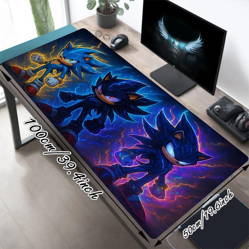1Pc Sonic Hedgehog Artwork Gaming Mouse Pad Keyboard Desk Mat Non-slip Rubber Lock Edge Waterproof Computer Mousepad for Office Home Decor S1522