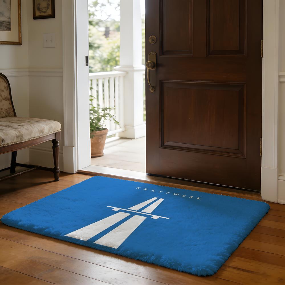 Fashion Band KKraftwerk Floor Mat Soft Flannel Absorbent Mat Non-Slip Rug Home Bedroom Bathroom