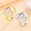 18K Gold Plated Geometric Faux Pearl Open Ring: Versatile Fairy Style Stainless Steel Jewelry for Women