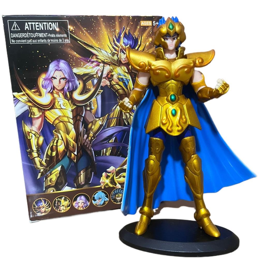 19CM Anime Saint Seiya Gold Saint Figure Aries Pisces Capricorn Aquarius Stand Animation Model Toys Gifts Collection Decoration