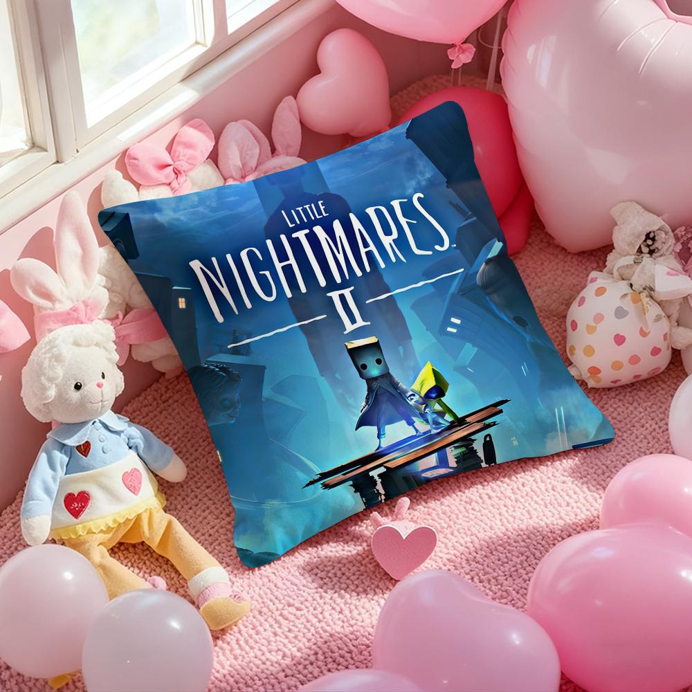L-Little N-Nightmares Game Cushion Cover Pattern Printed Pillowcase for Living Room Sofa Cushion Cover & Bedroom Decor 12x12Inch