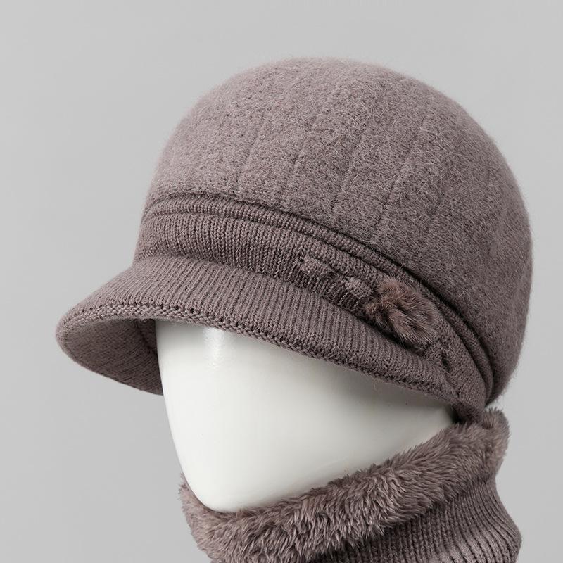 Day Mom Hat Fleece Knitted Thermal Hat Grandma Rabbit Wool Hat Old Man Duck Tongue Cotton Hat