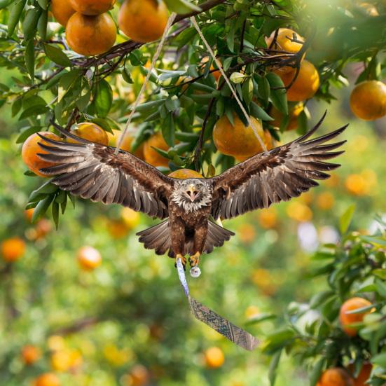 Κρεμαστή Ψεύτικη Κουκουβάγια 2D Επίπεδη Κουκουβάγια Ομοίωμα με Ανακλαστική Ταινία Διακόσμηση Αετού με Κουδούνι για να Απομακρύνει τα Περιστέρια