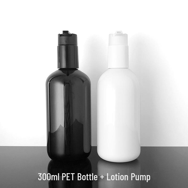 

In Stock: 300ml White & Black PET Plastic Pump Bottles for Lotion & Hand Sanitizer
