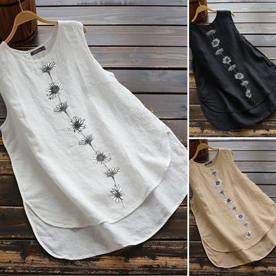 Women's Round Neck Tank Top Summer Loose Large Size Sleeveless Tank Top