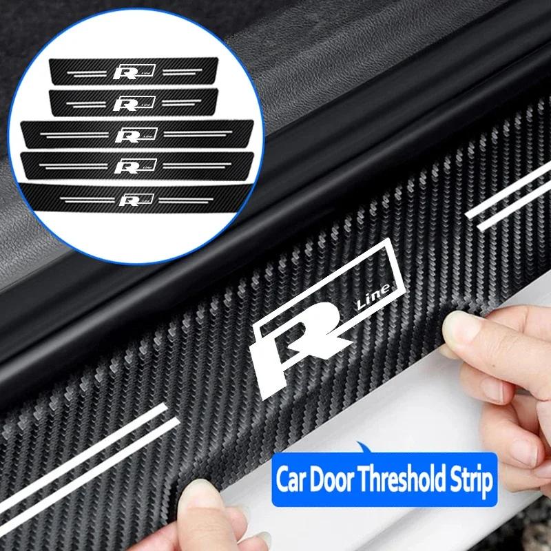 2026 Hot Sticker Car Door Carbon Fiber Sill Protector Stickers For Volkswagen Rline T5 Golf Tiguan Passat Polo Touareg Magotan T