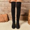 Fashion 2024Women Boots Winter Black Over The Knee Boots Comfort Lace Up High Heels Shoes Fashion Warm Round Toe Pleated Long Tube Boots