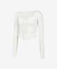 GRANDE LINE Shirred Heart Neck Long Sleeve_5 Colors
