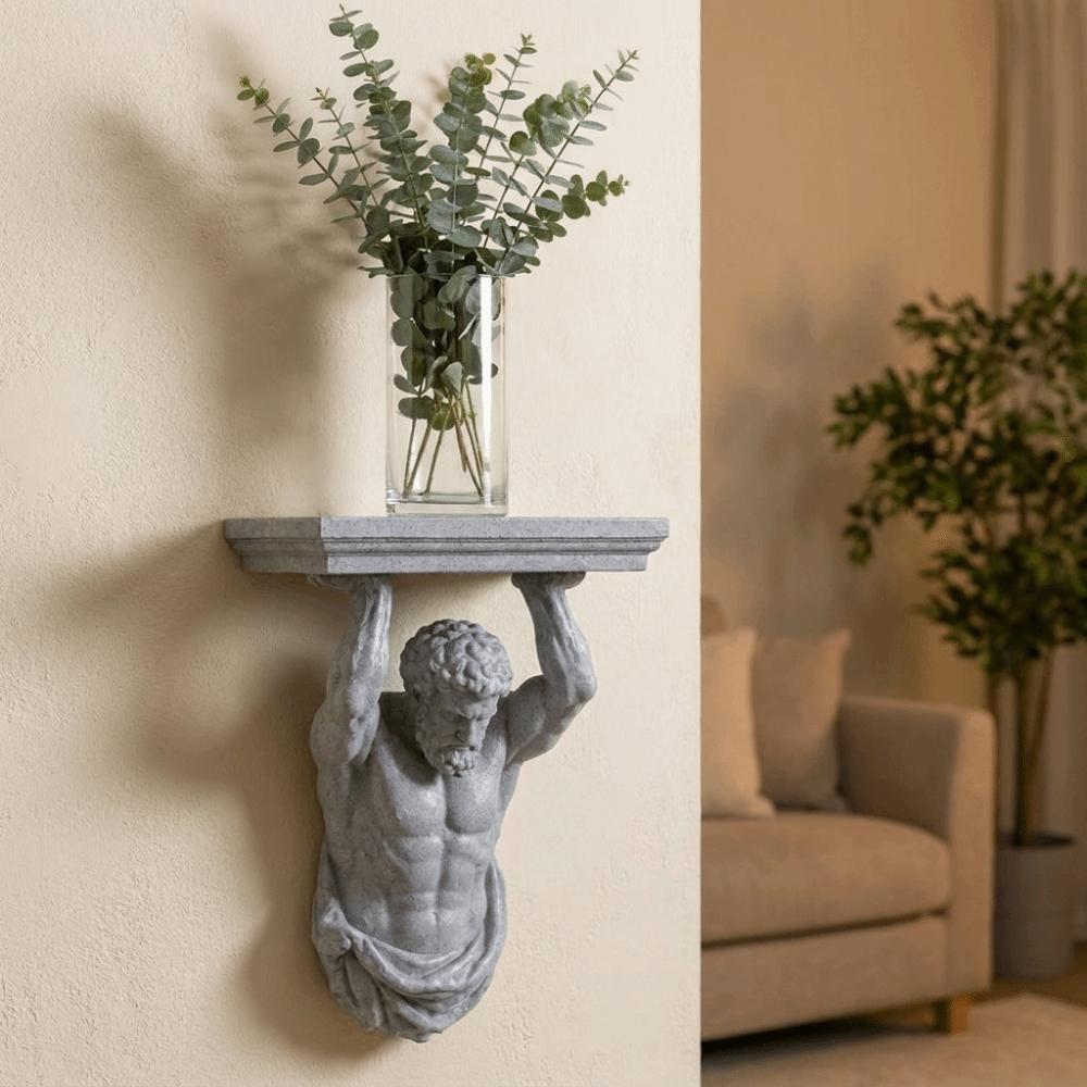 Plastic Floating Storage Rack Decorative Greek God Wall Mount Shelf  Home Decor
