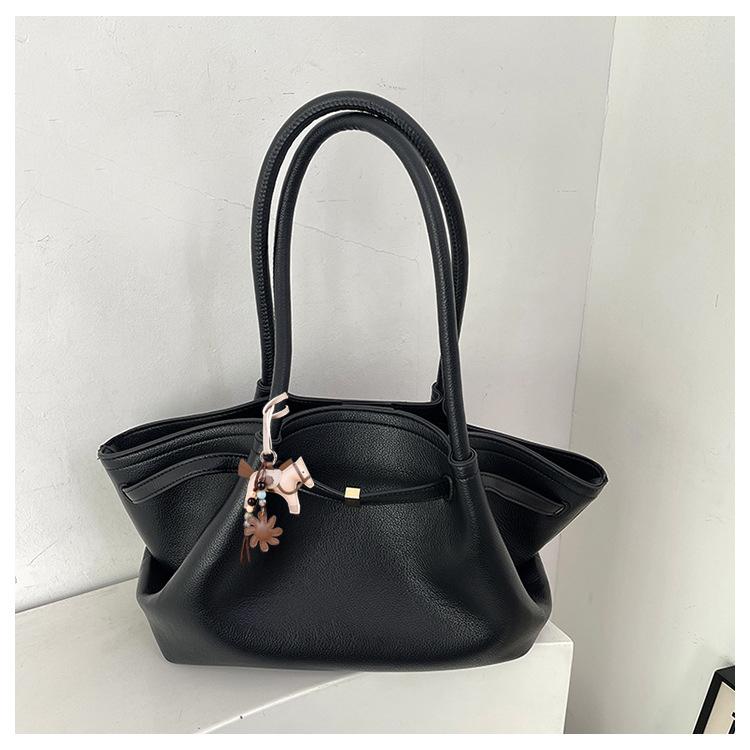 Luxury Lychee Pattern Underarm Shoulder Bags PU Leather Solid Color Women's Handbags Large Capacity Tote Bag Travel