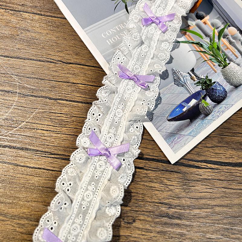 1Yard 5.5Cm Wide Luxury 3D Pleated Pink Lace Embroidered Bows Applique Ribbon Women Dress Cloth Trim Diy Home Sewing Supplies