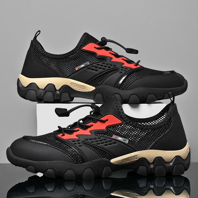 Summer breathable mesh men's shoes sports and leisure shoes men's mesh creek walking shoes non-slip outdoor hollow shoes