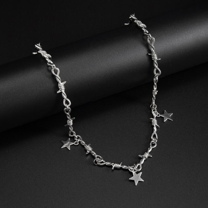 Fashion Star Pendant Necklace Temperament Collar Necklaces Clavicle Chain Choker Jewelry Punk Thorn Chain Necklace