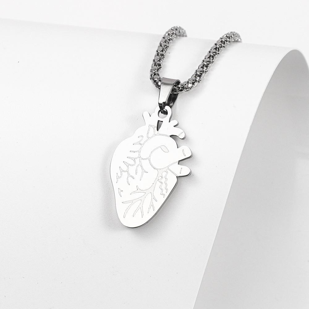 New Strawberry Heart Titanium Steel Necklace Pendant Jewelry