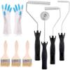 Stück Fiberglas-Rollen-Set und 1 Stück Detailbürste mit 1 Paar Handschuhen Fiberglas-Blasen-Spachtelwerkzeug, Formen-Farbroller-Kit