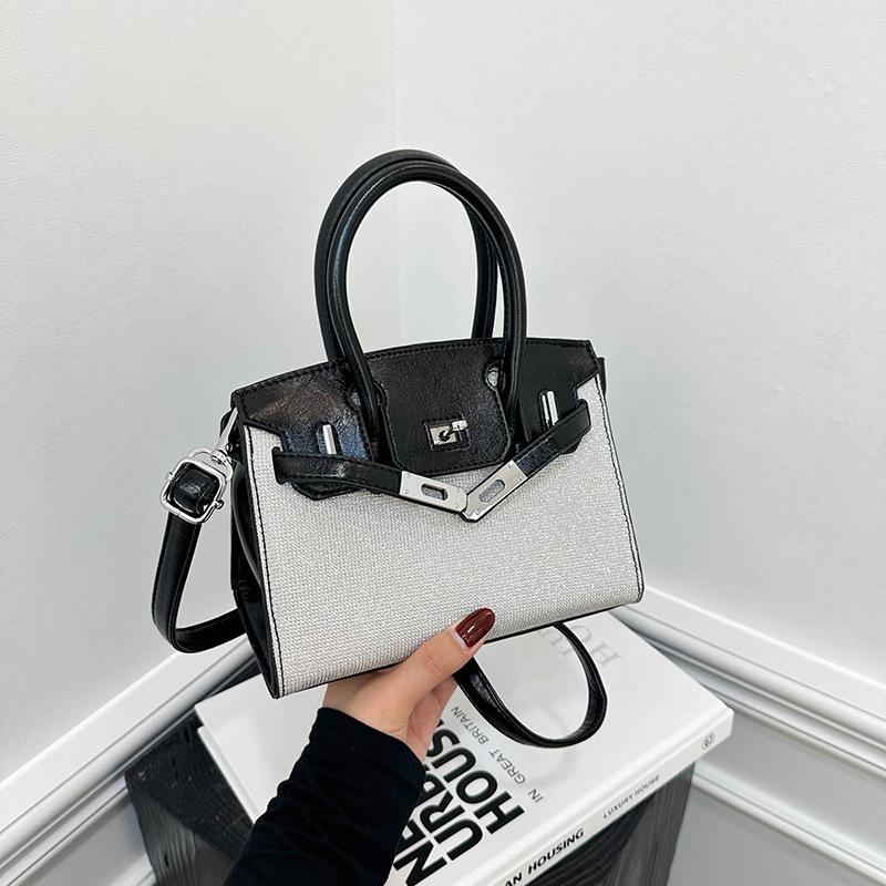 New Fashion High-end Sense Contrasting Platinum Bag Portable Shoulder Crossbody Trendy Women's Bag