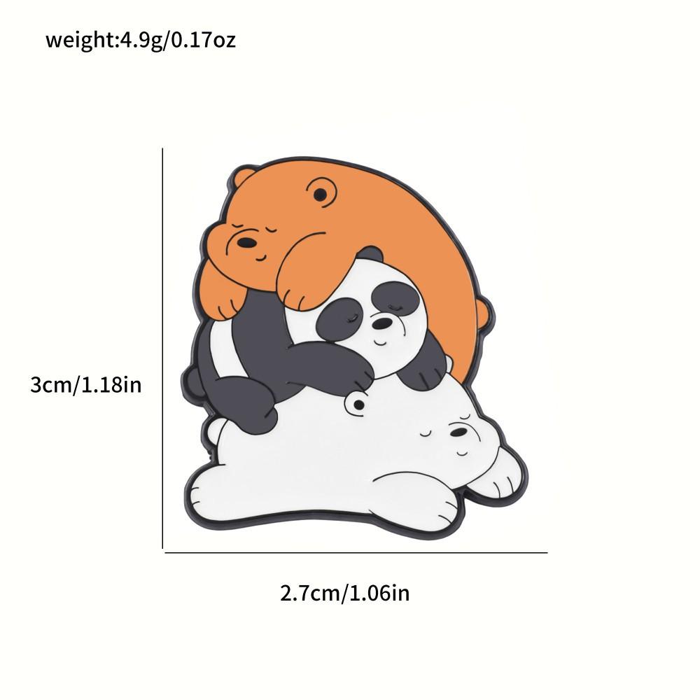 Забавный Креатив Три Медвежонка Металлический Значок Черно-Белый Панда Стопка Брошь-Булавка из Сплава