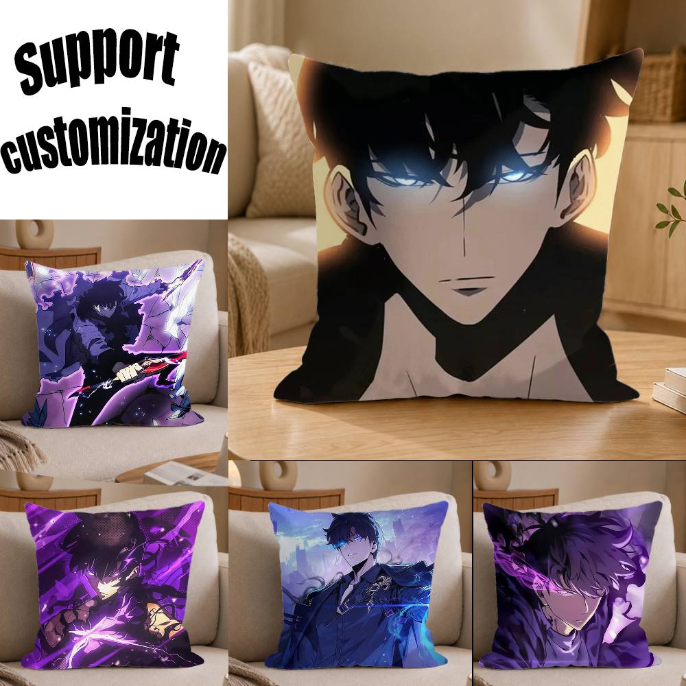 Solo Anime JJinWooS Sungs Square Sofa Pillow Cover Solid Color Living Room Home Decor Cushion Case