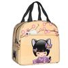 Custom Japanese Girl Sakura Kokeshi Doll Lunch Bag Men Women Warm Cooler Insulated Lunch Box for Kids School Children