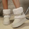 Fashion Women's Belt Buckle Vintage Snow Boots Winter New Thicken Plush Non Slip Cotton Shoes Height Increase Comfort Outdoor Warm Shoes