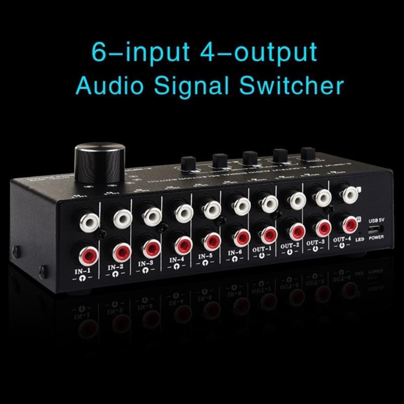 6 in 4 Out Sound Switcher Stereo Sound Switching Signal Source Switcher Selector Splitters Box Sound Signal Switching