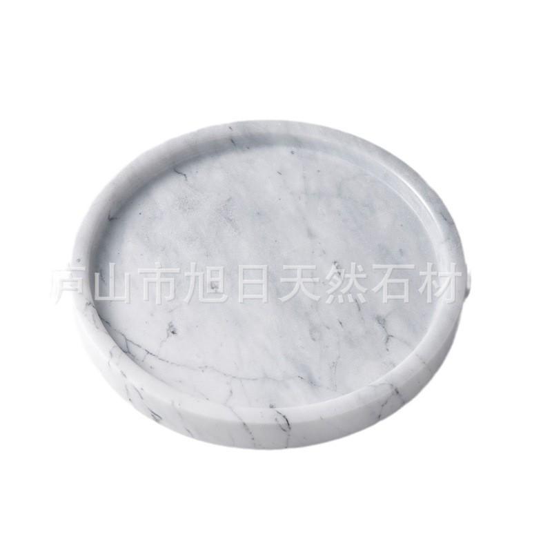 Natural Marble Round Tray Jewelry Cosmetics Display White Black 15cm 20cm 25cm Minimalist Nordic Style