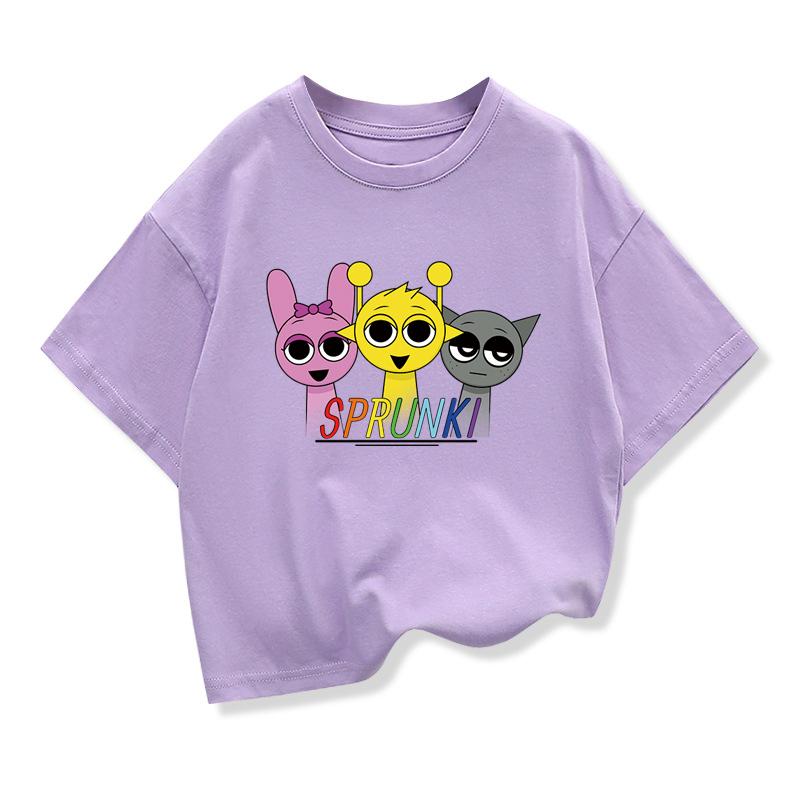

Летняя Новая Футболка Sprunki Детская Одежда Мальчики Девочки Мультяшная Одежда Малыш Летнее Аниме Младенец Футболки с Коротким Рукавом Подарок 100