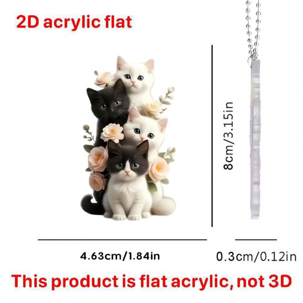 Flat Car Mirror Pendant Acrylic Acrylic Keychain Gifts Cat Hanging Ornament Cat Lovers 8cm