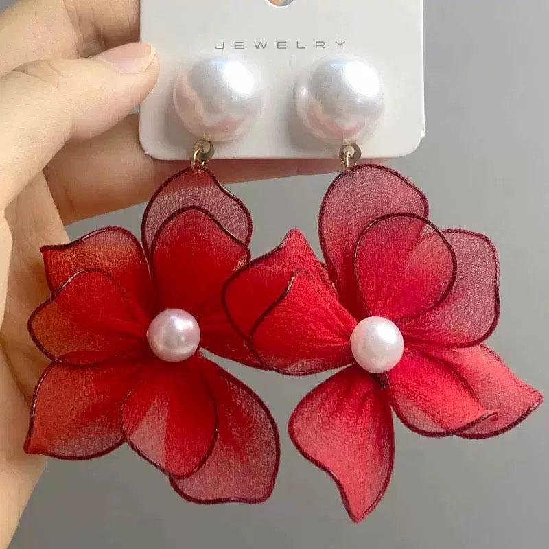 Elegante Perlen-Blumen-Ohrstecker: Europäischer & Amerikanischer Stil für Damen, Modisch und Vielseitig, Hochwertiges Gefühl