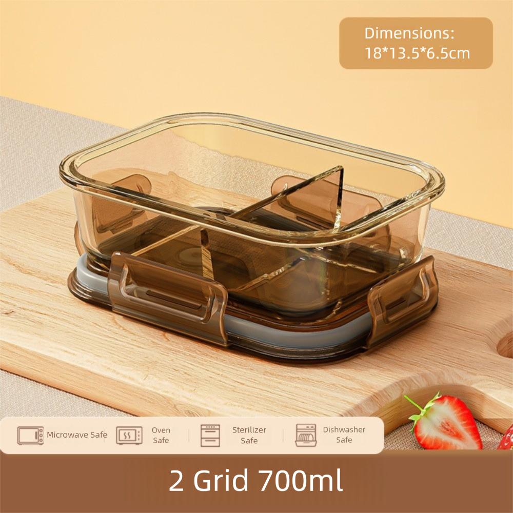 Nouvelle Boîte à Lunch en Verre Scellée Résistante à la Chaleur Boîte Bento Micro-ondes avec Couvercle Boîte Croquante Salade de Fruits Emballage Déjeuner