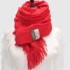Windproof Solid Color Shawl Polyester Long Neckscarf with Tassel Classic Wool Scarf  Autumn