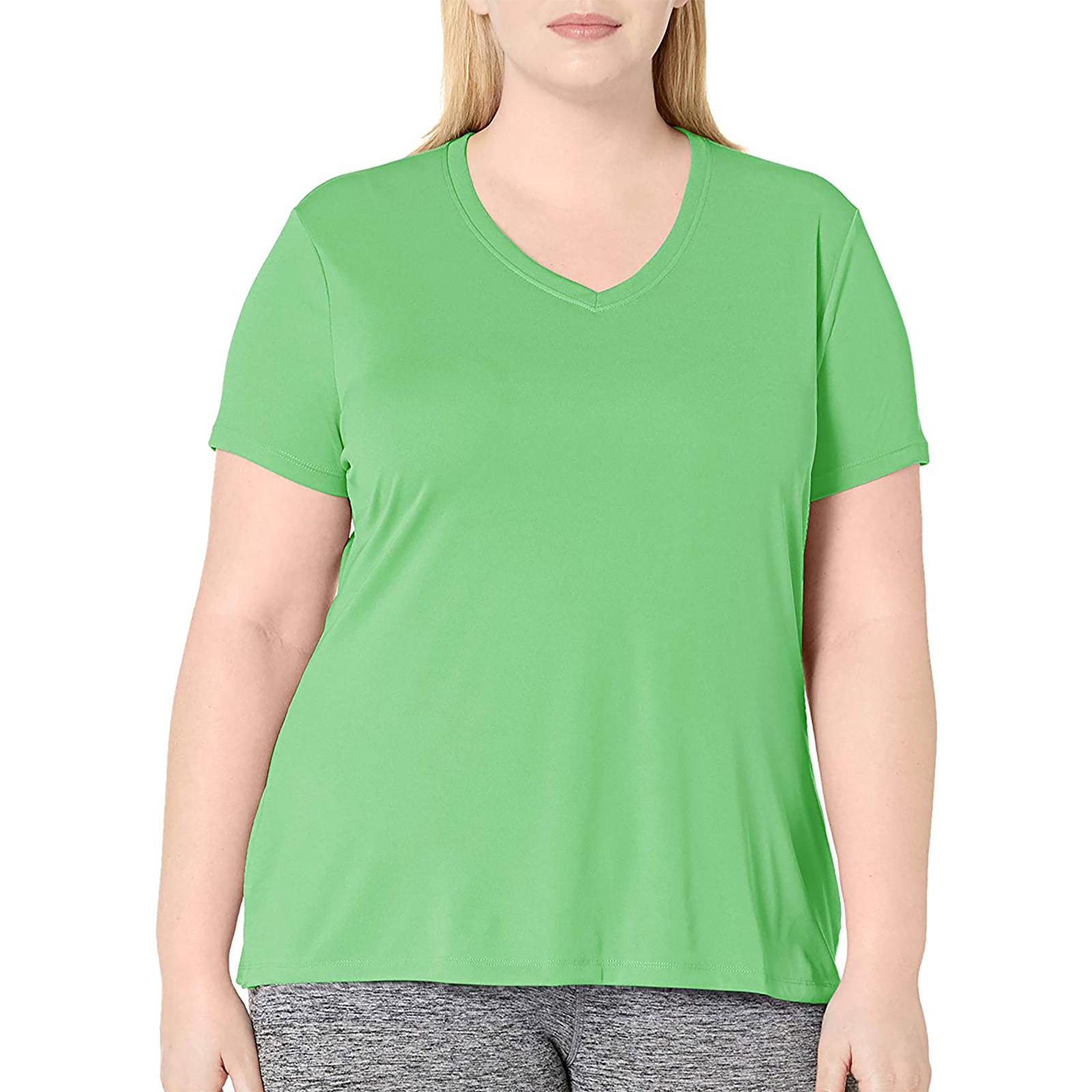 

Women s Fashion Casual Blouse Plus Size T-Shirt V-Neck Short Sleeve Top XL зелёный