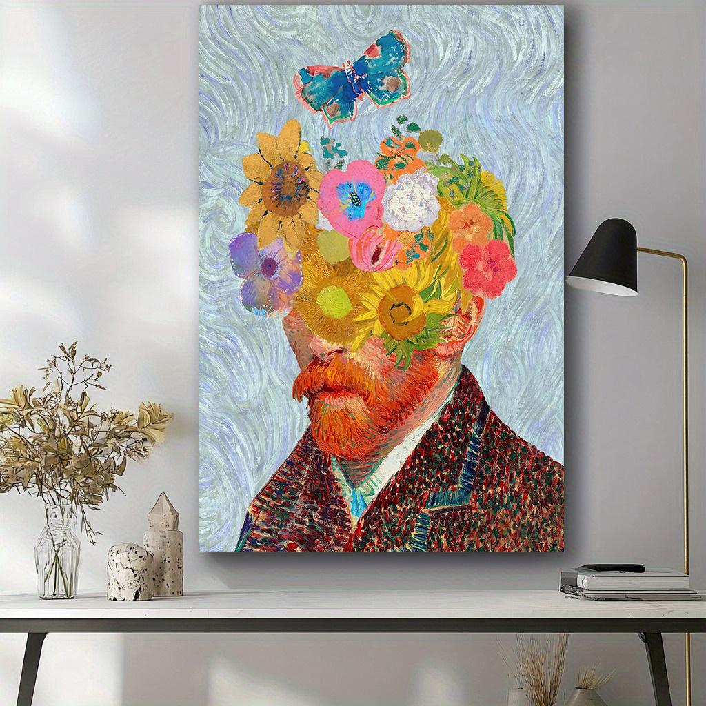 Van Gogh Wall Art, Alter Art, Wall Art, Self Portrait Print, Famous Oil Painting, Blue Wall Decor, Home Decor
