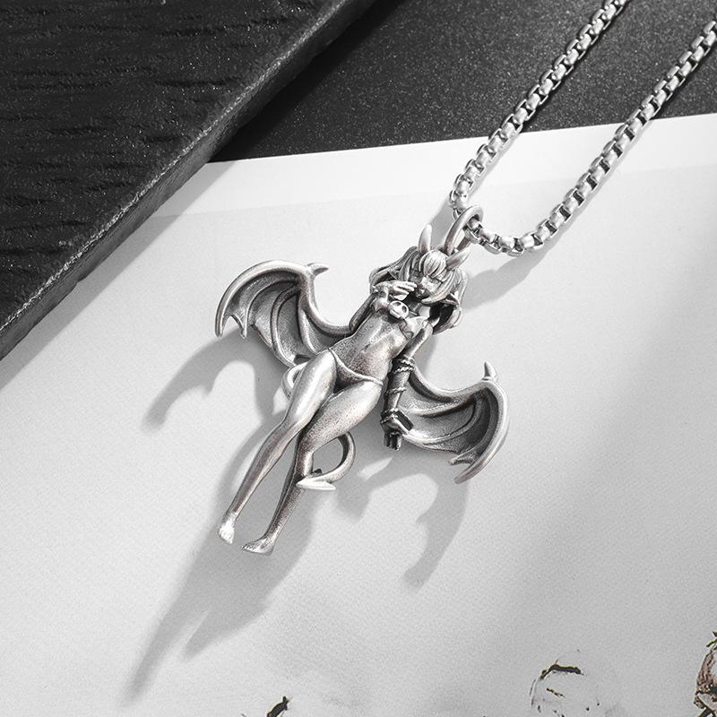 European and American Cartoon Cute Bat Girl Trend Jewelry Necklace Pendant