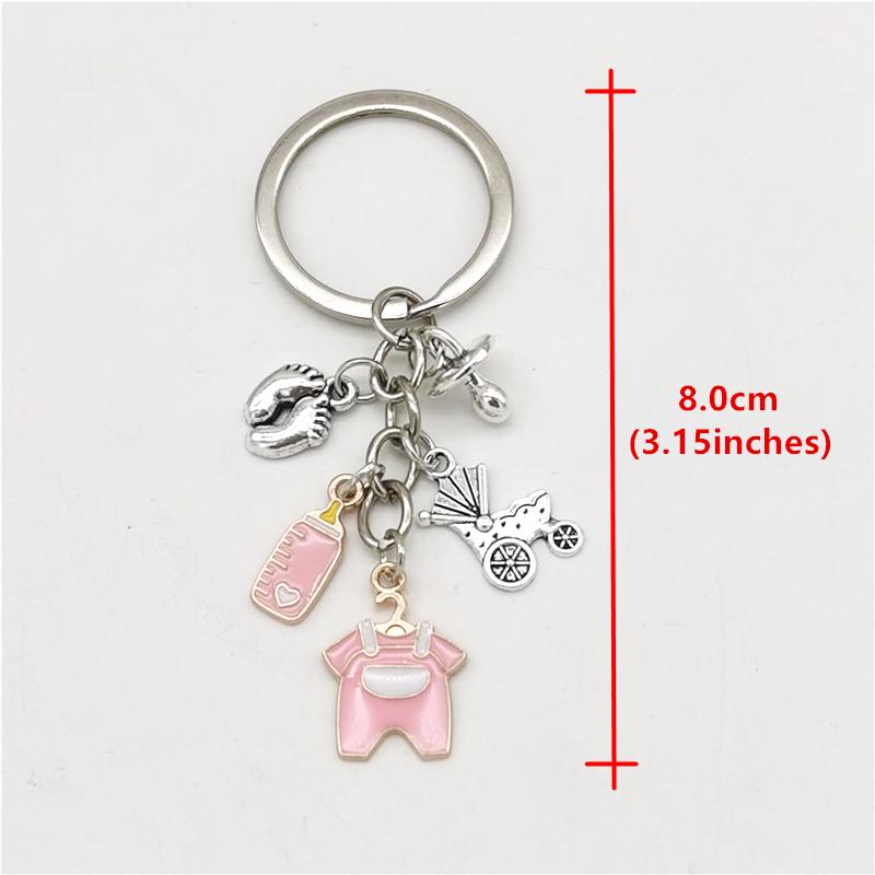 Fashion Baby Stroller Bottle Clothes Keyring Baby Pacifier Foot Theme Keychain Mother's Day Gifts