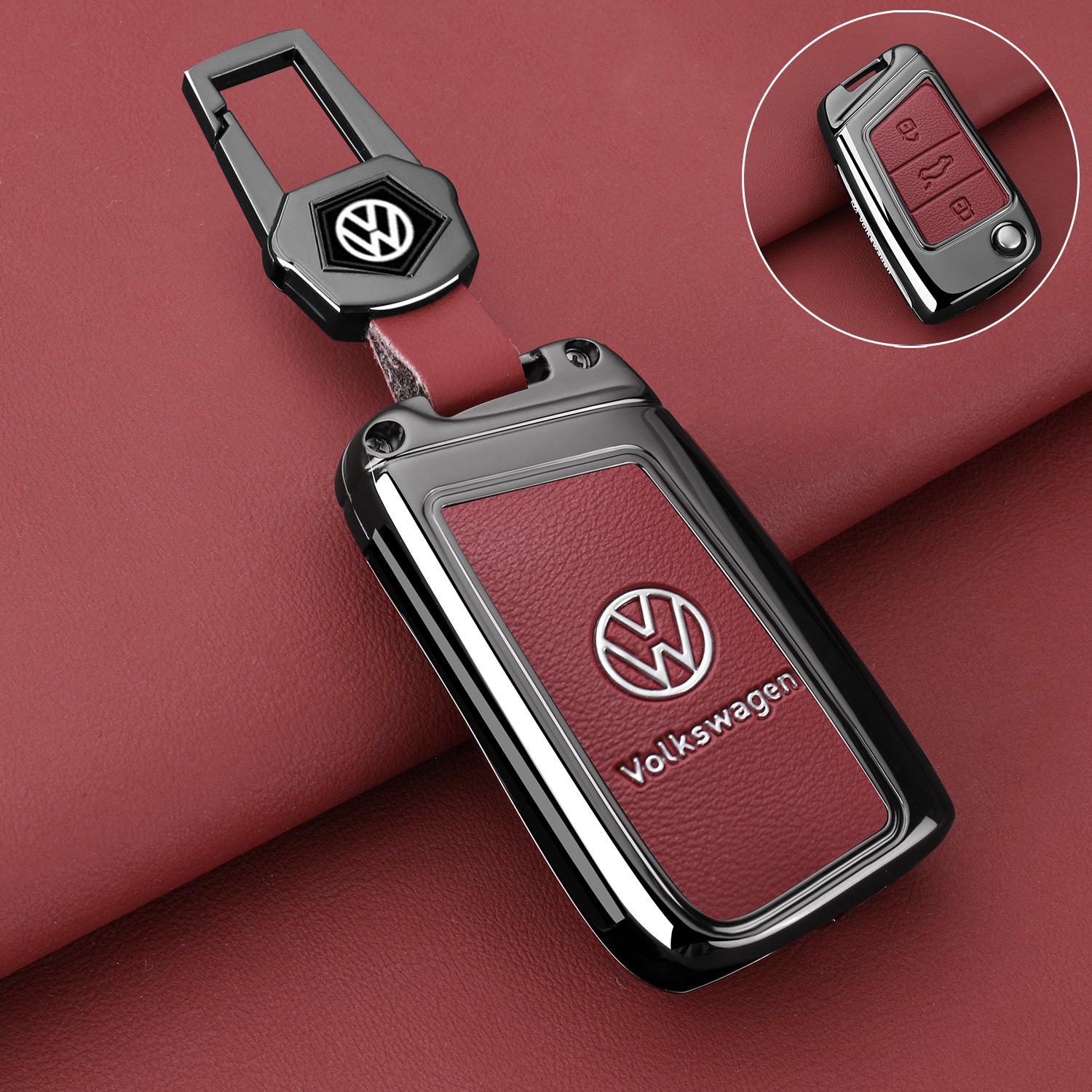 

Для VOLKSWAGEN цинковий сплав Шкіряний чохол-оболонка для автомобільного ключа брелок для VW Volkswagen Golf 7 MK7 Tiguan MK2 T-roc T-cross